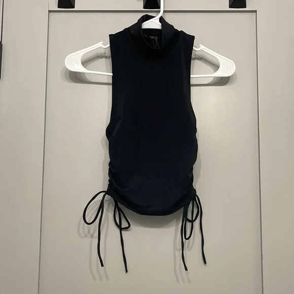 NWT Zara Ruched Stretchy Black Top Small - Picture 3 of 7